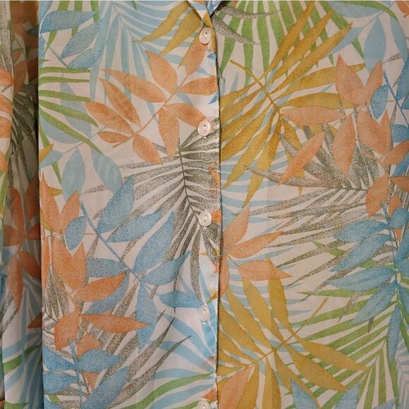 NWOT Cathy Daniels sheer half sleeve collard  button-down blouse - Picture 5 of 7